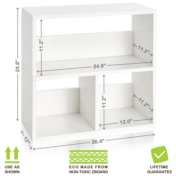 Way Basics Eco-Friendly 4 Cubby Bookcase, White