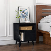 Gramercy Bedside Table, Black Woodgrain