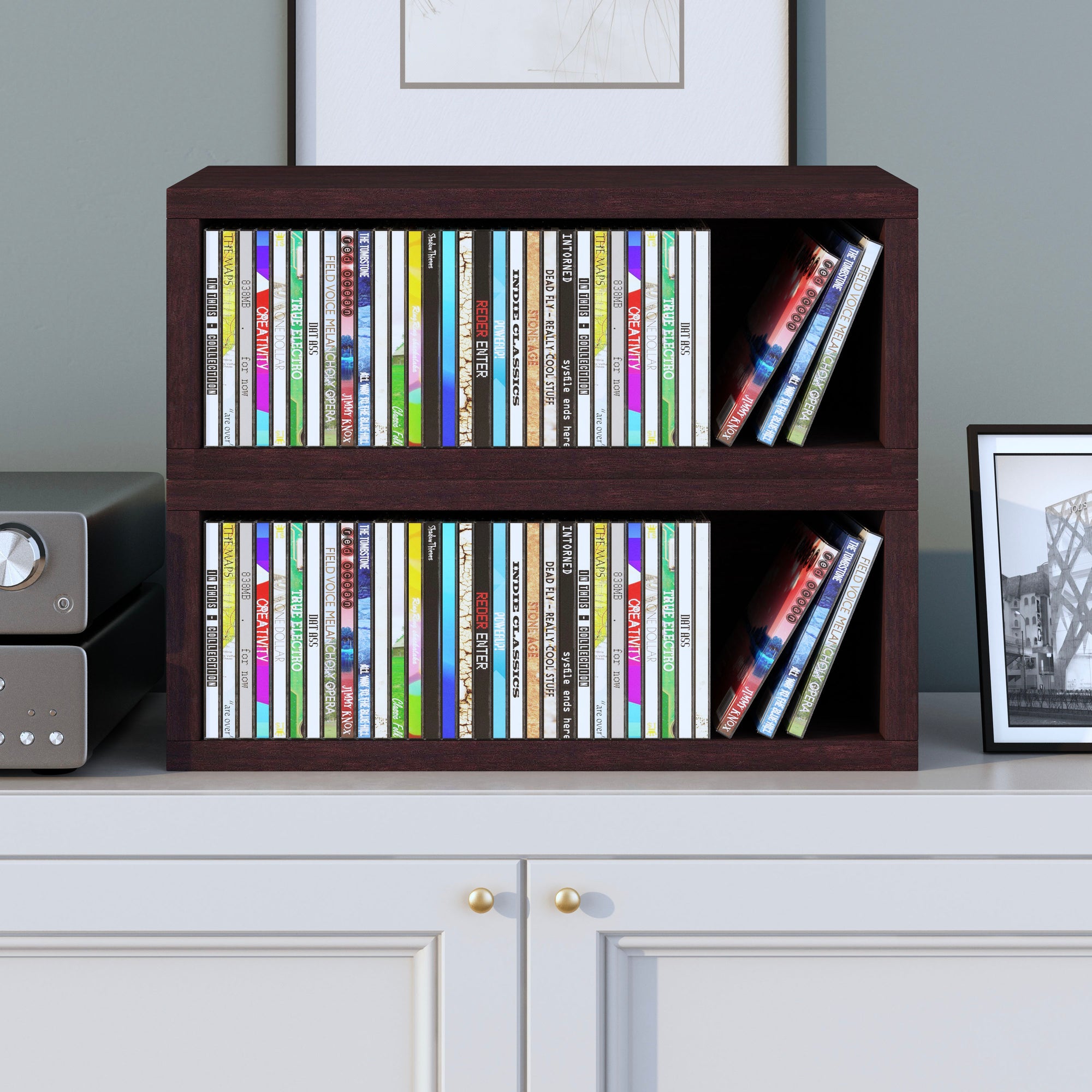 Way Basics Eco Friendly 2 Shelf Vinyl Record Cube Bookcase Espresso