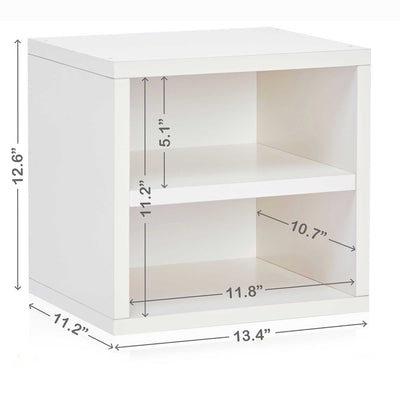 White Stackable Cube with Shelf | VOC & Formaldehyde Free - Way Basics