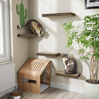 Cat Scratcher Floating Shelf Combo 4 Pack, Royal Walnut (pre-order ships 8/31)