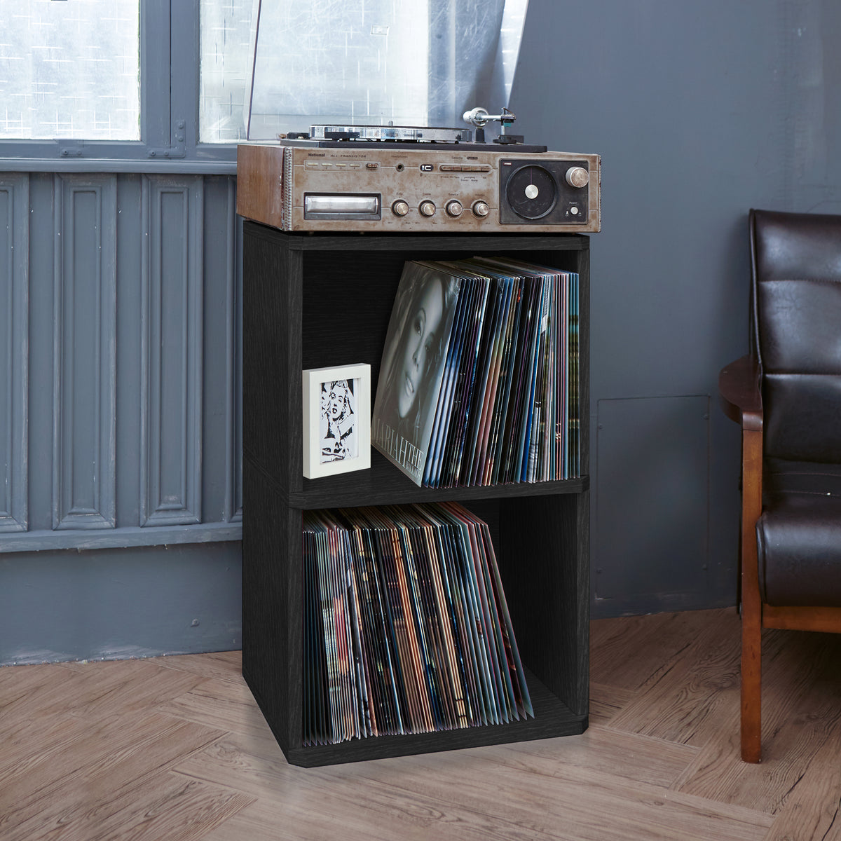 Vinyl Record Storage 2 Cube In Black 