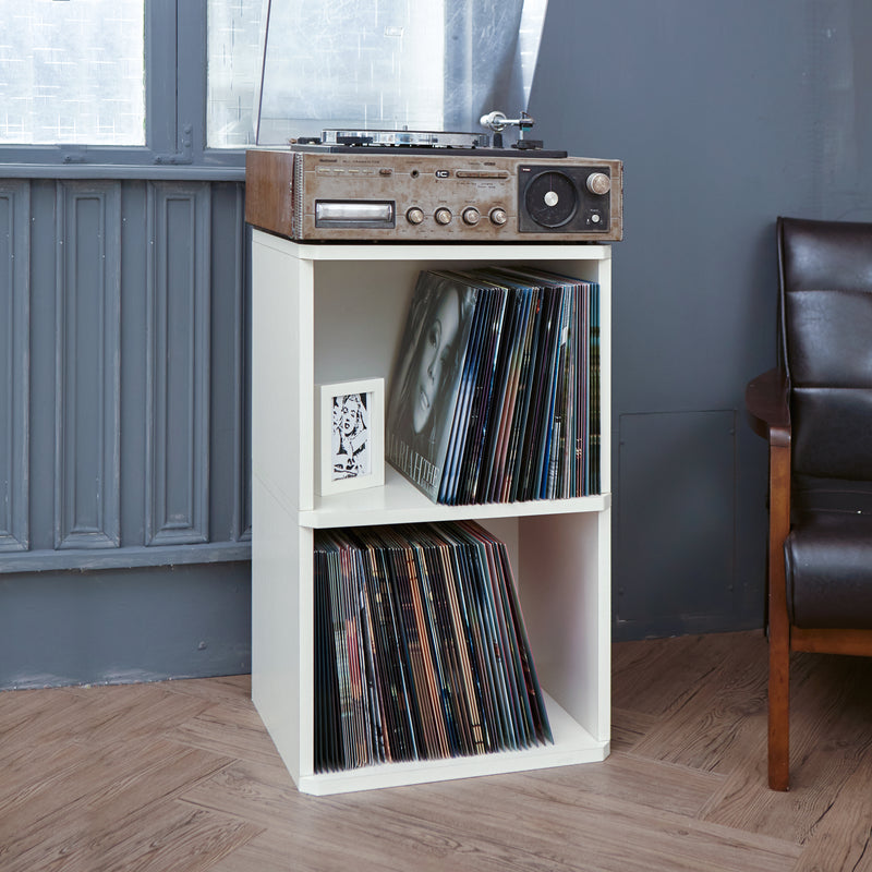 Vinyl Record Storage 2 Cube in White | Way Basics