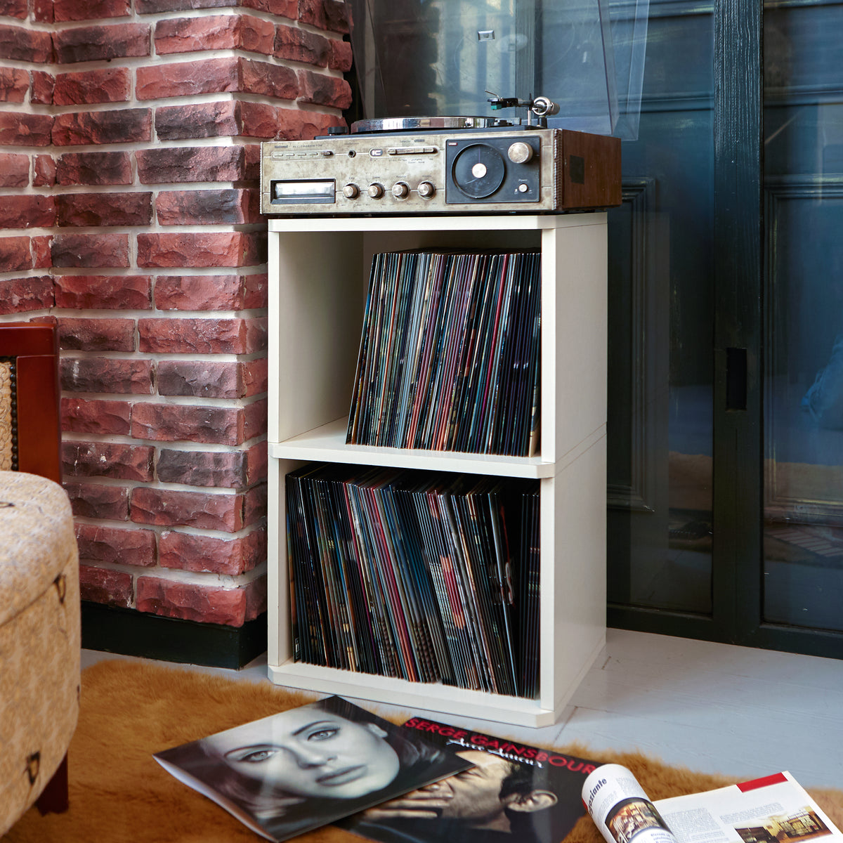 Vinyl Record Storage 2 Cube in White | Way Basics