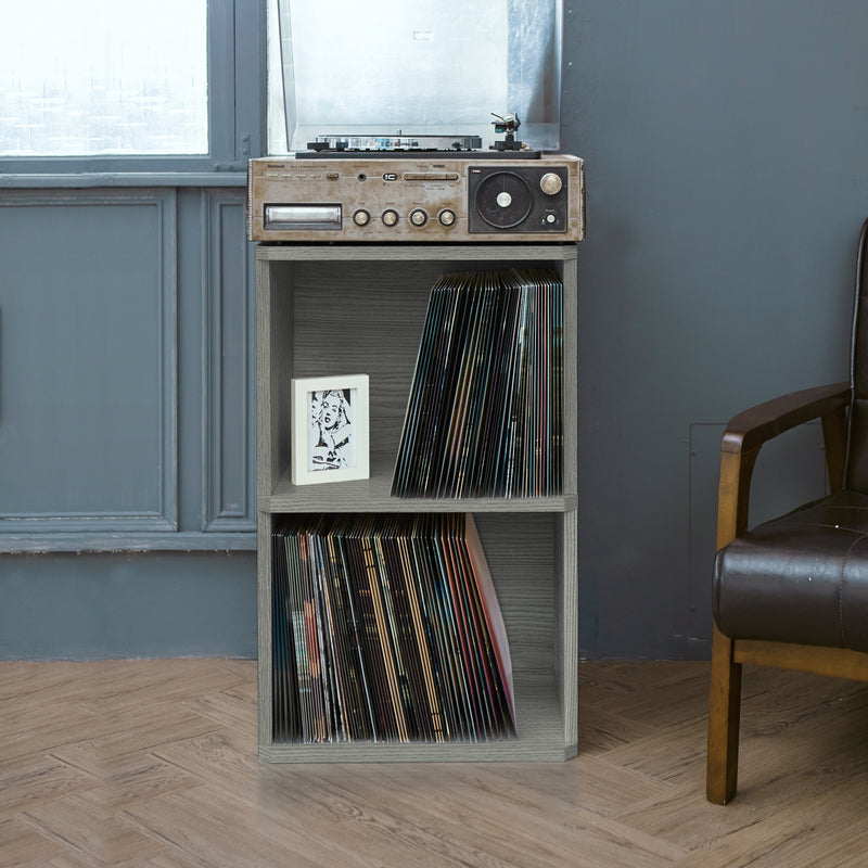 Vinyl Record Storage 2 Cube in Grey | Way Basics