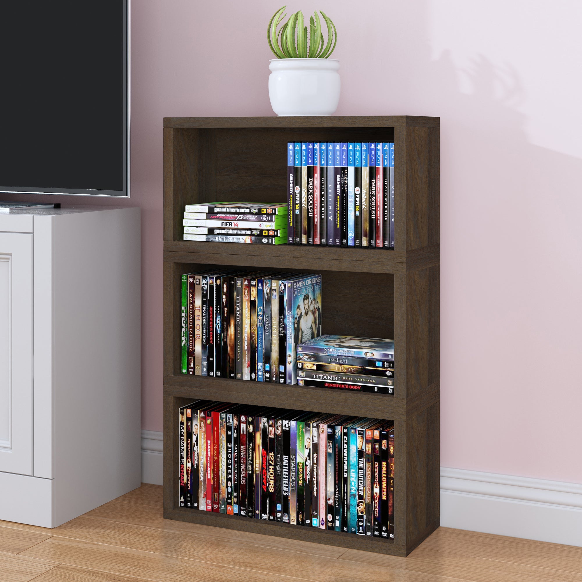 Eco-Friendly Stackable DVD Rack Made Sustainably by Way Basics