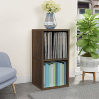 Presley Double Cube Vinyl Record Storage, Royal Walnut (pre-order ships 6/30/25)