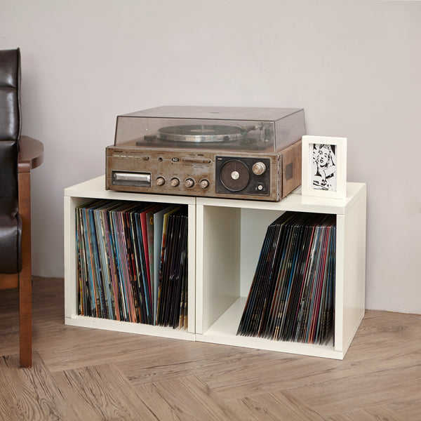 White Vinyl Record Album Storage Cube And Stackable Shelf Way Basics